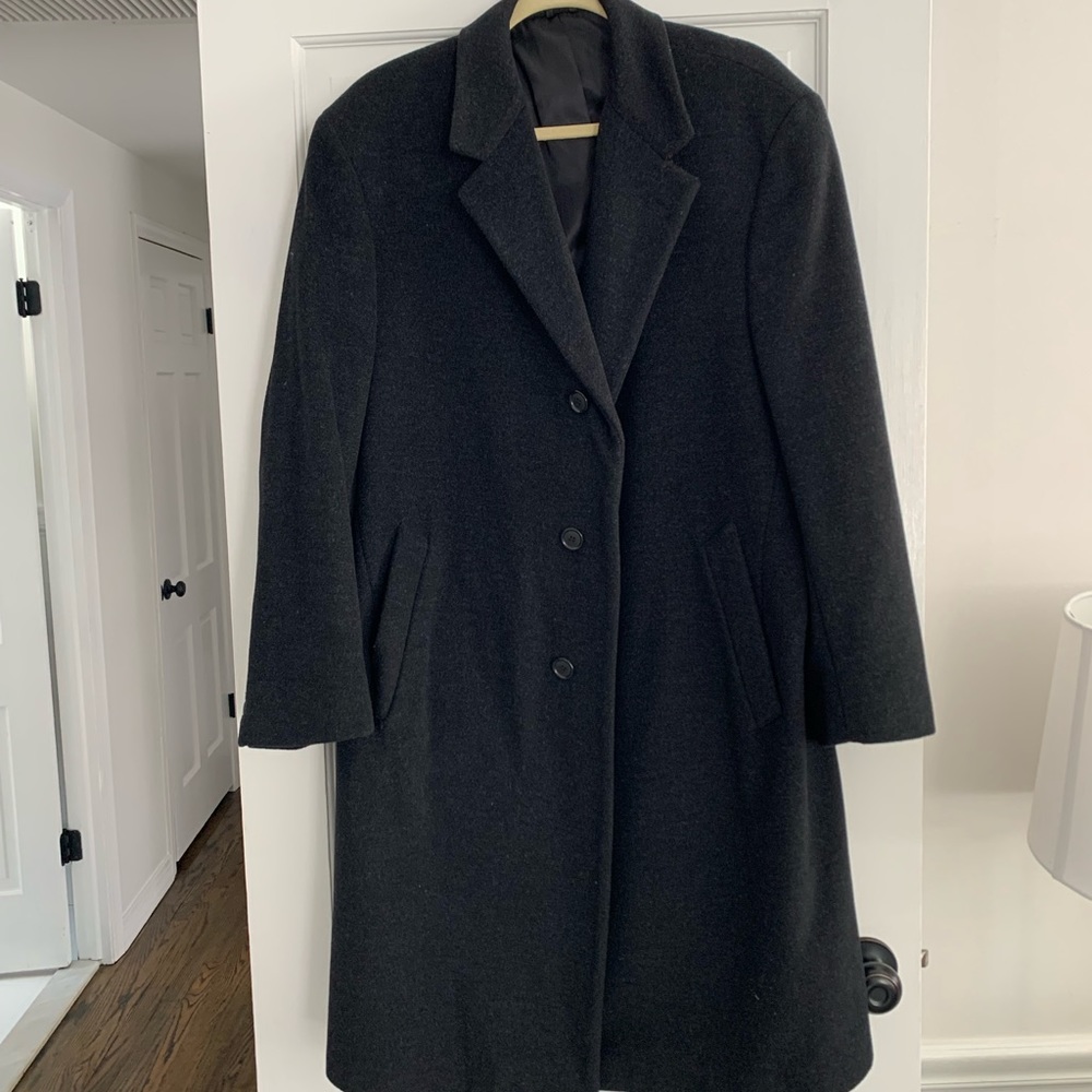 Nautica, Men’s Classic Wool Blend Overcoat, Large, Dark Gray